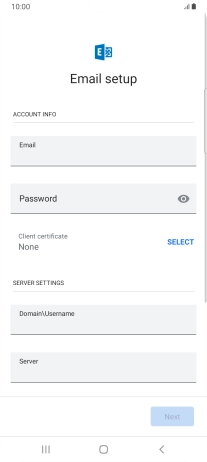 Press Password and key in the password for your email account. Press Password and key in the password for your email account.