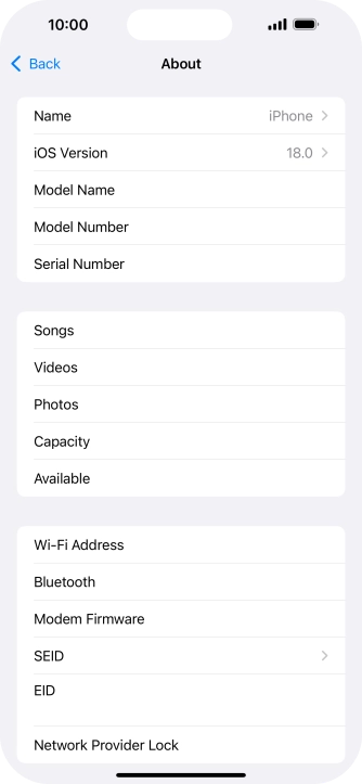 Your phone's software version is displayed next to iOS Version. Your phone's software version is displayed next to iOS Version.