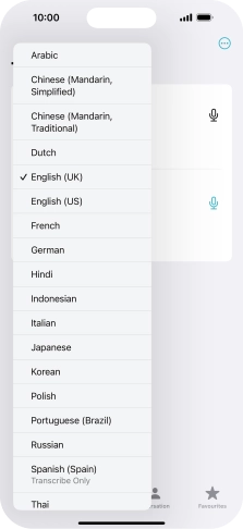 Press the required source language. Press the required source language.