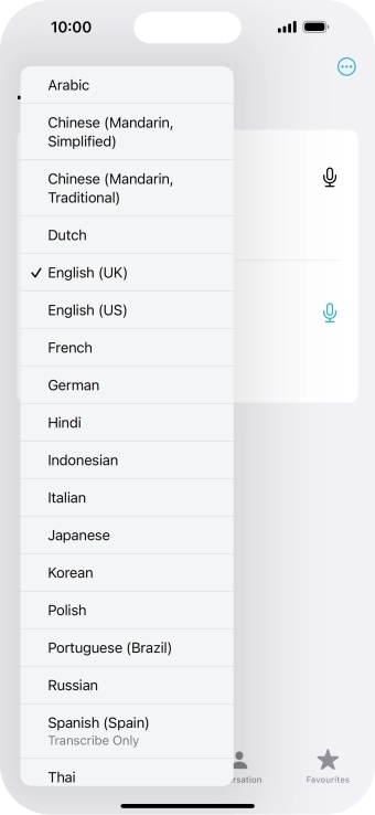 Press the required source language. Press the required source language.