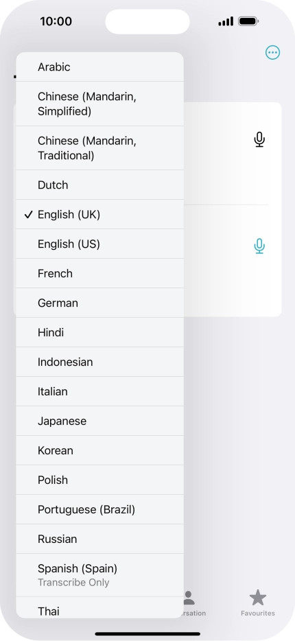Press the required source language. Press the required source language.