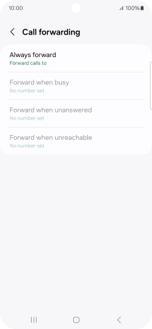 Press the required divert type. Press the required divert type.