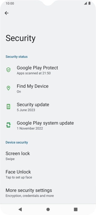 Press More security settings. Press More security settings.
