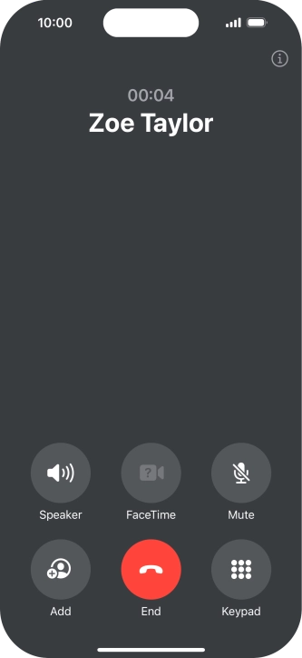 Press the end call icon to end the call and return to the home screen. Press the end call icon to end the call and return to the home screen.