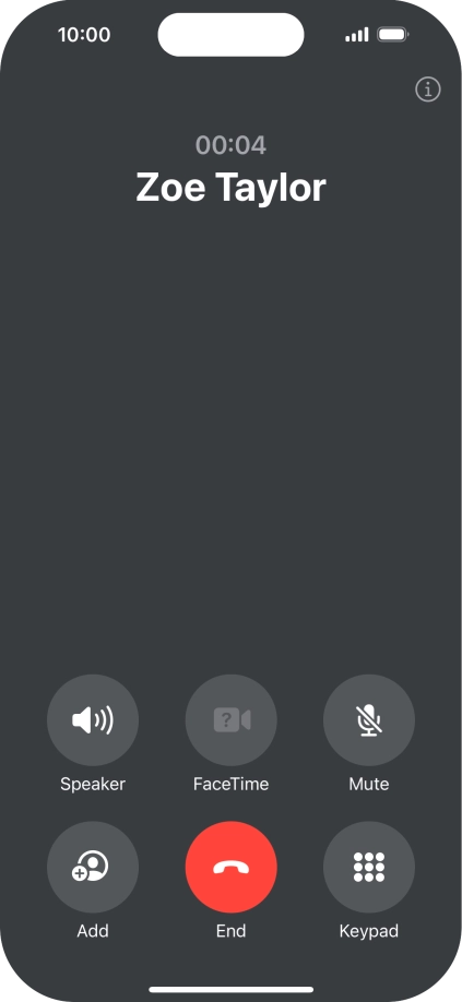 Press the end call icon to end the call and return to the home screen. Press the end call icon to end the call and return to the home screen.