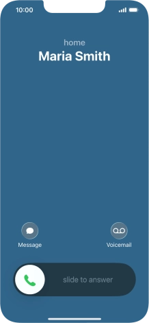 Press and drag the accept call icon right. Press and drag the accept call icon right.