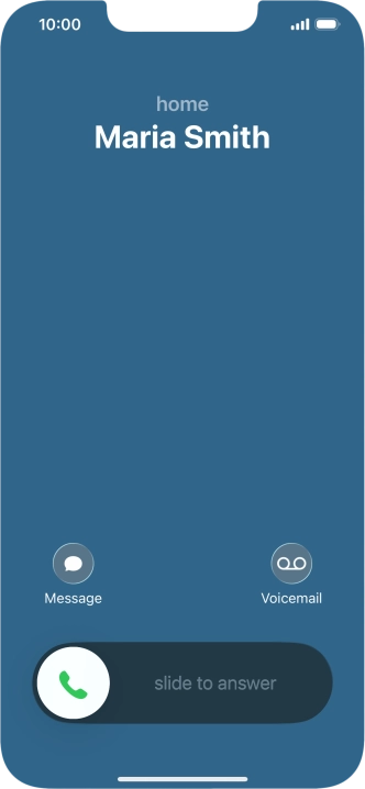 Press and drag the accept call icon right. Press and drag the accept call icon right.