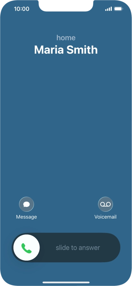 Press and drag the accept call icon right. Press and drag the accept call icon right.