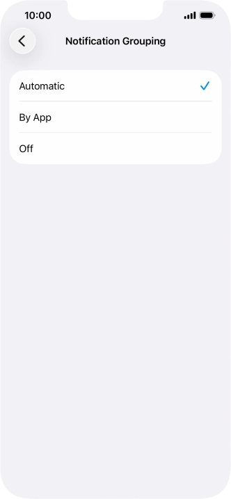 Press the required setting.