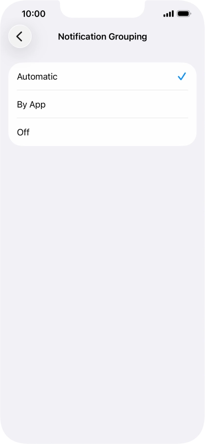 Press the required setting.