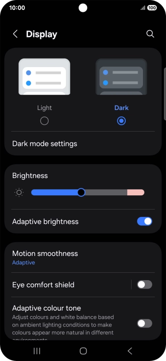 Press Dark mode settings. Press Dark mode settings.