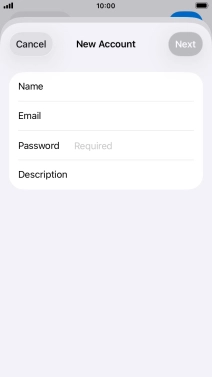 Press Password and key in the password for your email account. Press Password and key in the password for your email account.