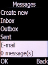 Select E-mail and press the Left selection key.