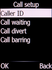 Select Caller ID and press the Left selection key. Select Caller ID and press the Left selection key.