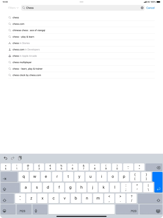 Key in the name or subject of the required app and press enter.