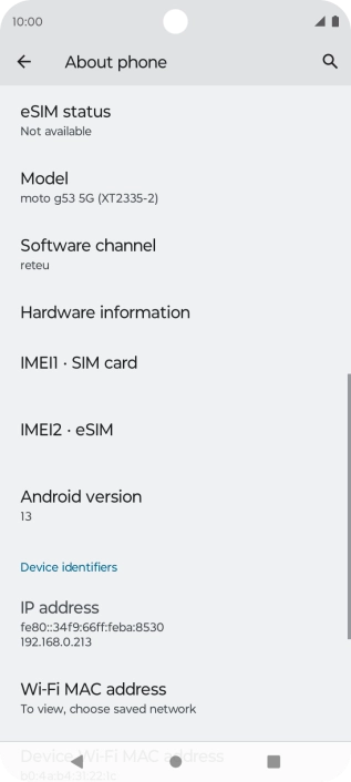 Your phone's software version is displayed below Android version. Your phone's software version is displayed below Android version.