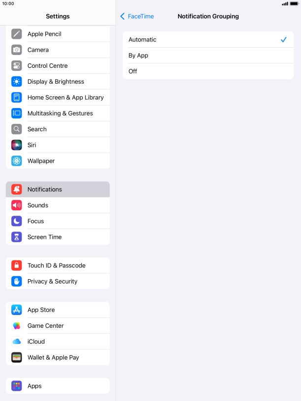Press the required setting. Press the required setting.