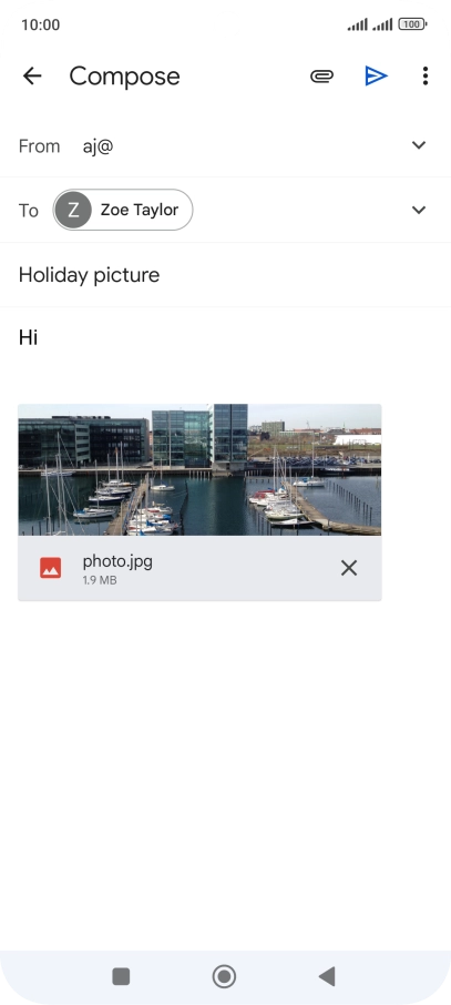 Press the send icon when you've finished your email message.