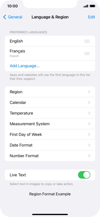 To subsequently select another language as the default language, press the move icon next to the required language and drag it to the top of the list. To subsequently select another language as the default language, press the move icon next to the required language and drag it to the top of the list.