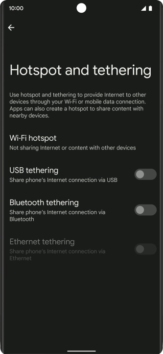 Press Wi-Fi hotspot. Press Wi-Fi hotspot.