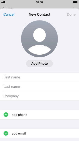 Press First name and key in the first name. Press First name and key in the first name.