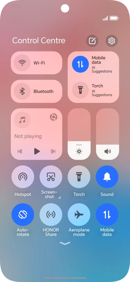 Press the Bluetooth icon to turn the function on or off.