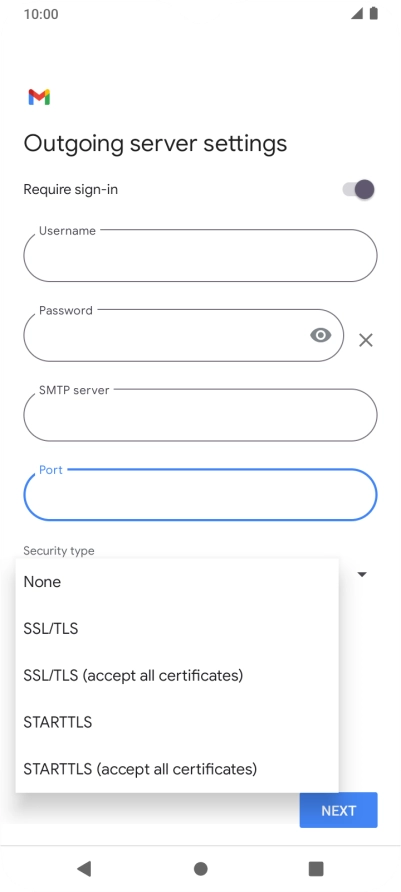 Press SSL/TLS. Press SSL/TLS.