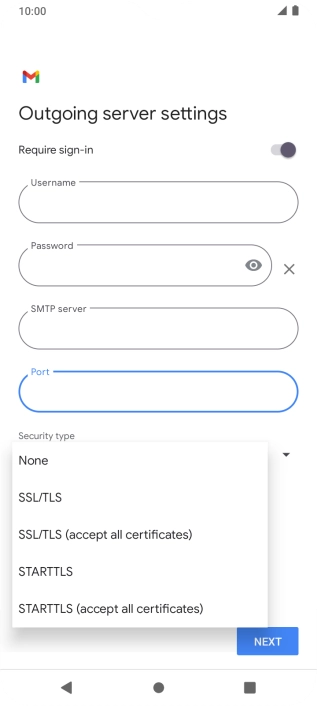 Press SSL/TLS. Press SSL/TLS.