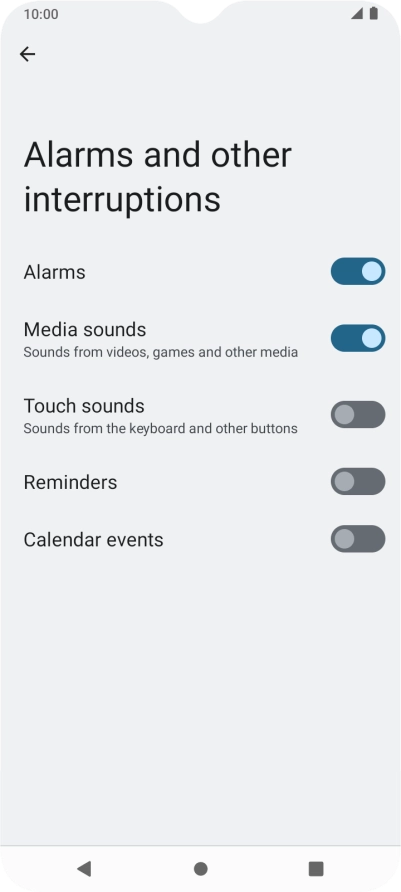 Press the indicators next to the required settings to turn sound for the selected functions on or off. Press the indicators next to the required settings to turn sound for the selected functions on or off.
