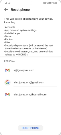 Press RESET PHONE. Press RESET PHONE.