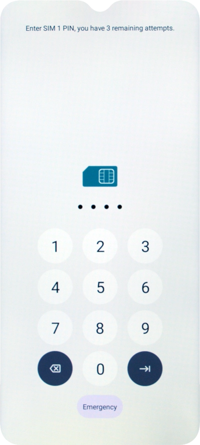 If your SIM is locked, key in your PIN and press arrow right. If your SIM is locked, key in your PIN and press arrow right.