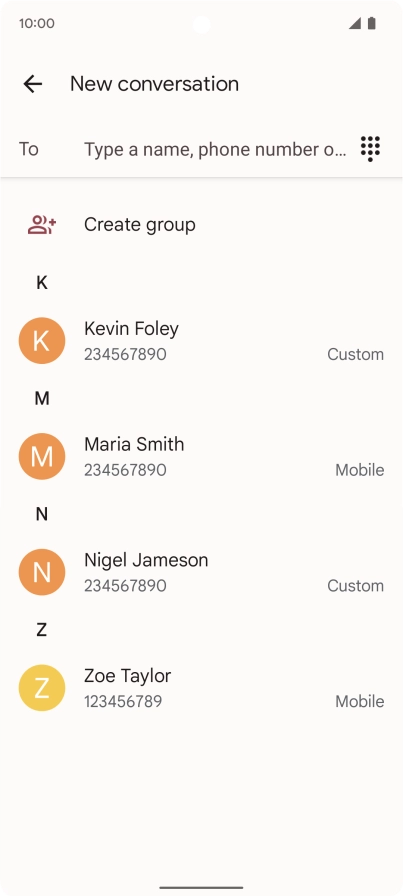Press To and key in the first letters of the recipient's name.