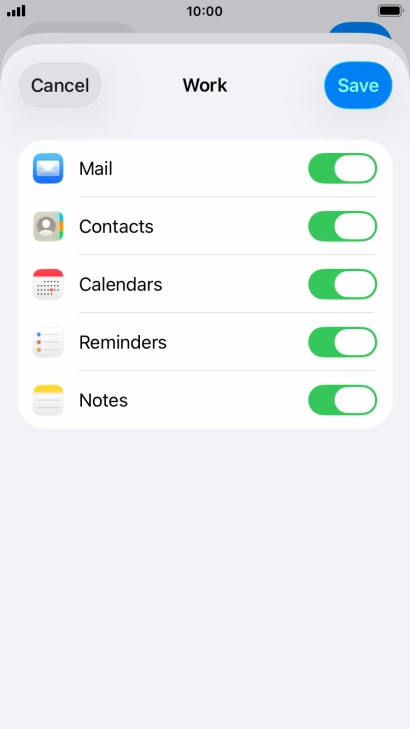 Press the indicators next to the required data types to turn synchronisation of each data type on or off. Press the indicators next to the required data types to turn synchronisation of each data type on or off.