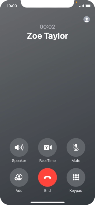 Press the end call icon to end the call and return to the home screen. Press the end call icon to end the call and return to the home screen.