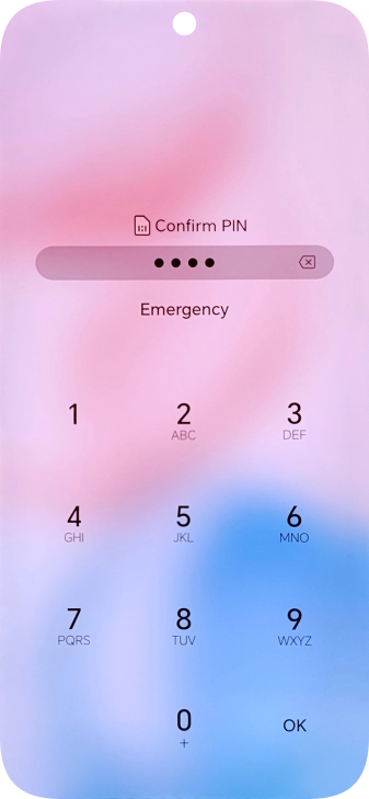 Key in the new PIN again and press OK.