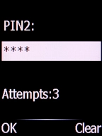 Key in your PIN2 and press the Left selection key. The default PIN2 is 1111. Key in your PIN2 and press the Left selection key. The default PIN2 is 1111.