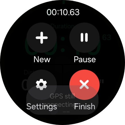 Press Finish to end an activity. Press Finish to end an activity.