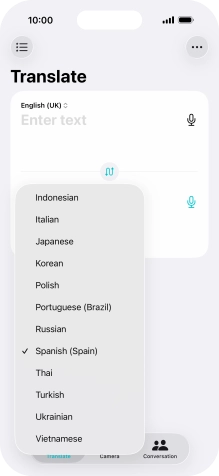 Press the required target language.
