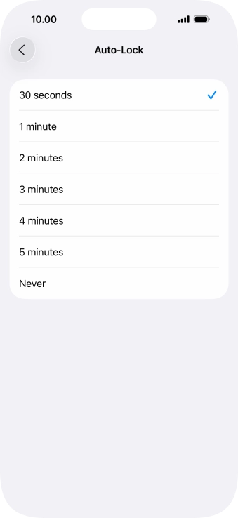 Press the required setting.