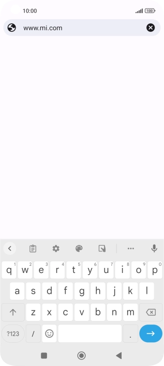 Key in the address of the required web page and press arrow right.