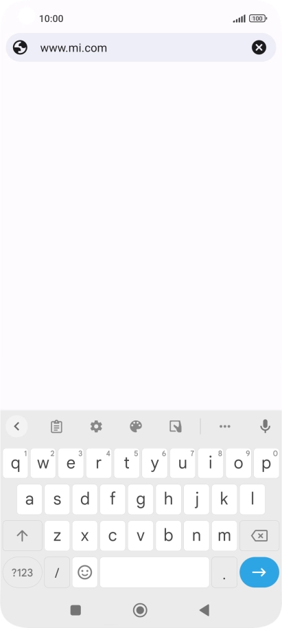Key in the address of the required web page and press arrow right.