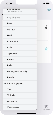 Press the required target language.