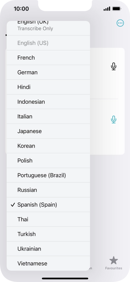Press the required target language.