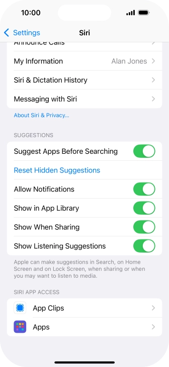 Press the required app.