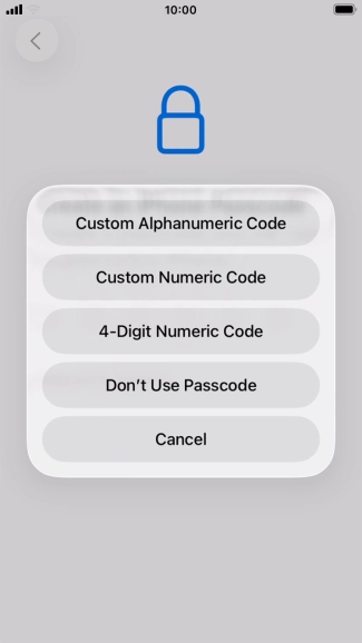 Follow the instructions on the screen to turn on use of phone lock code or press Don't Use Passcode.