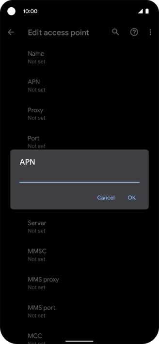 Key in wap.vodafone.co.uk and press OK.