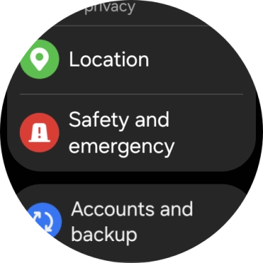Press Safety and emergency.