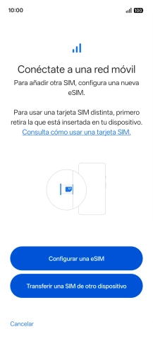 Pulsa Configurar una eSIM. Pulsa Configurar una eSIM.