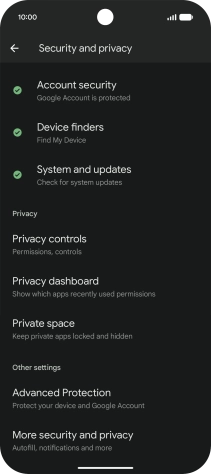 Press More security and privacy.