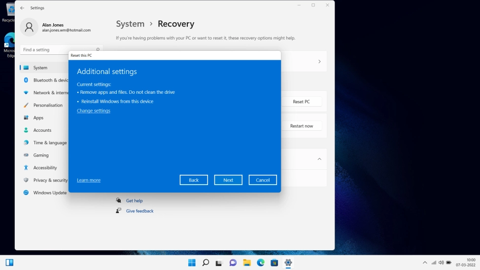 Click Change settings. Click Change settings.